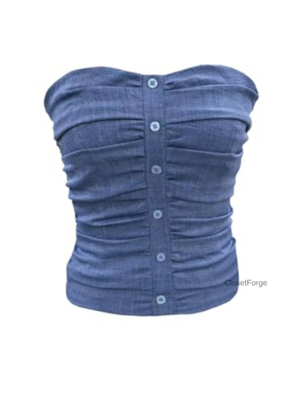 Ruched Strapless Tube Top Button Down Smocked Fitted Women's Top